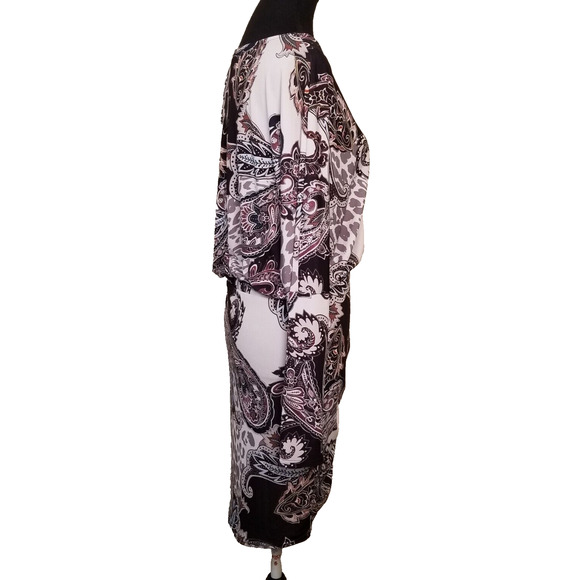 VENUS Career Casual Party Paisley Long Slv V-neck Elastic Waist Multicolor Sz M - Picture 4 of 8